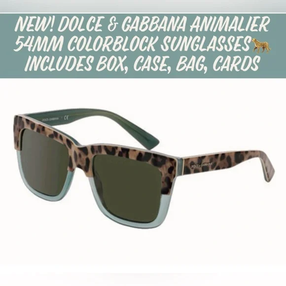 🎉HP🎉New! Dolce & Gabbana Animalier 54MM Colorblock Sunglasses🐆W/Box,Case,Bag - Picture 9 of 9
